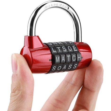 Serrure de Casier de Gymnastique, Mot de Passe de 5 Lettres Cadenas à Combinaison Verrou de Sécurité Mot de Passe de Sécurité étanche cadenas à chiffres (Rouge) (1/4)
