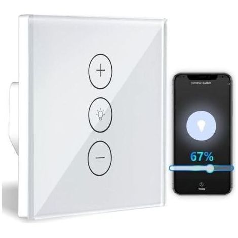 Gradateur, variateur de lumière WiFi à fonction de pourcentage avec fonction de minuterie, variateur d'éclairage encastré à commande vocale WLAN-Karteo (1/4)