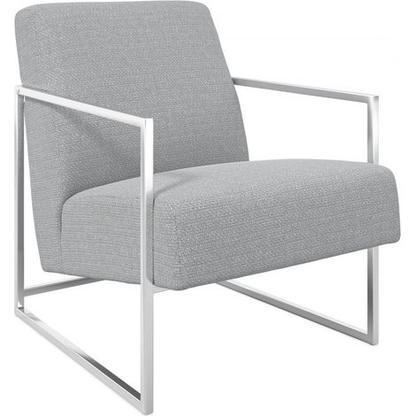 Ritz Occasional Chair - Tweed/Metal - L76 x W62 x H82 cm - Dove Grey - Partially Assembled