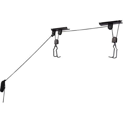 Palan Système de poulie aérienne avec capacité de 45,4 kg pour vélo ou échelle-Rangement sécurisé au Plafond par Rad Cycle Mixte, Noir, 2005 (1/5)