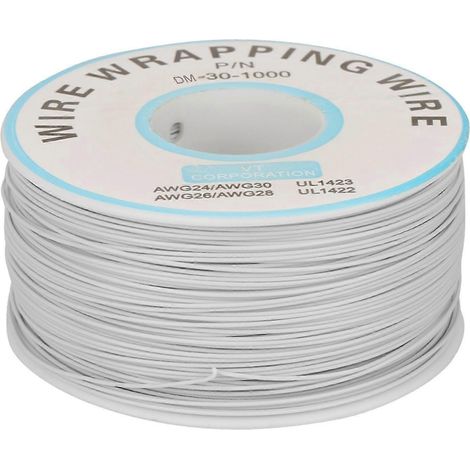 1 Rolle Drahtwicklung, einadriges Kupferdrahtkabel 30AWG, 0,25 mm Kerndurchmesser (weiß)