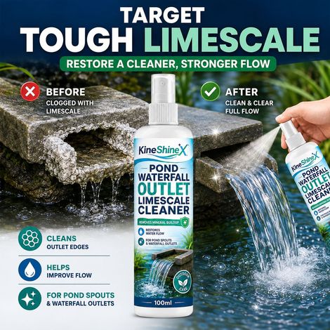 KineShineX Entkalkungsmittel für Fischteich-Wasserfälle, zur Entfernung von Mineralablagerungen und zur Reinigung von Springbrunnen und Wasserspielen. (1/4)