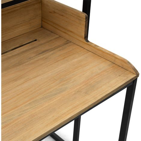 Mesa de Estudio Swindon 120x60x110cm Negra en madera maciza de pino acabado vintage estilo industrial Box Furniture