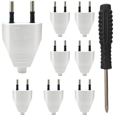 Prise Electrique Plates Fiches 8 Pièce Européennes Euro Plate Fiche D'a limentation Plate 250 V 2.5 A Avec Tournevis Applications Prises pour Appareils Electroménagers (Blanc) (1/5)
