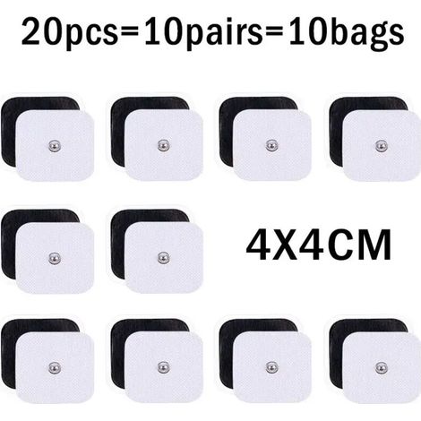 Pack of 10 reusable TENS gel electrodes with 3.5 mm plug for electric massage devices, acupuncture, EMS nerve and muscle stimulation 05904-AquaForge