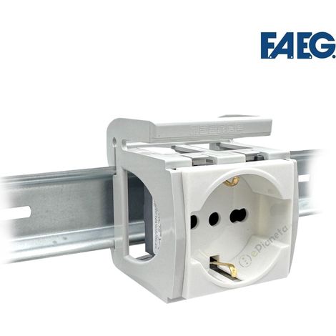 Presa schuko bivalente con adattatore supporto per guida din 3 moduli dei quadri elettrici (1/4)
