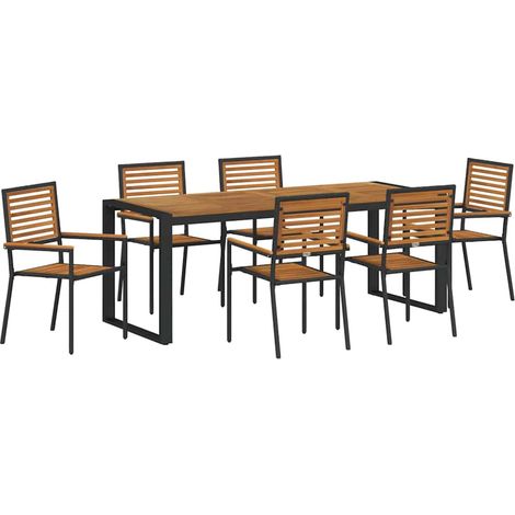 Maison Exclusive - Garten Essgruppe 7 pcs Schwarz und Braun Poly-