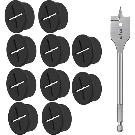 10 PCS Passe Câble Bureau Passe Fil Caoutchouc Cache Cable Bureau avec Scie Cloche pour la Maison et Le Bureau Rangements de Câbles (1/5)