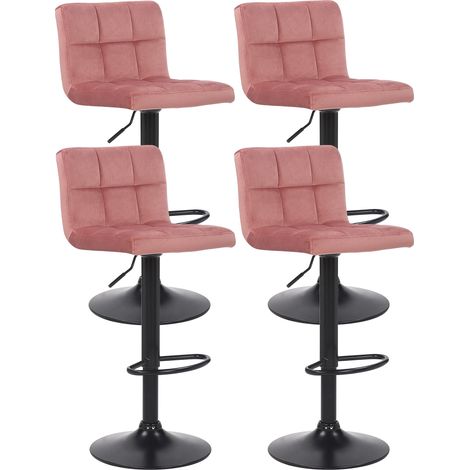 Set de 4 Taburetes de bar Feni en terciopelo Rosado (1/5)