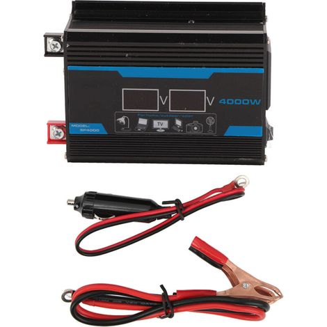 Onduleur Voiture 300W 12V à 220V avec Affichage LED et Ports USB - Noir