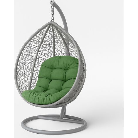 HOMESCAPES Egg Chair Cushion Olive Green, Thick & Plush Hanging Basket Swing Chair Cushion Round, 100% Cotton Cover, 80 x 120cm (1/5)
