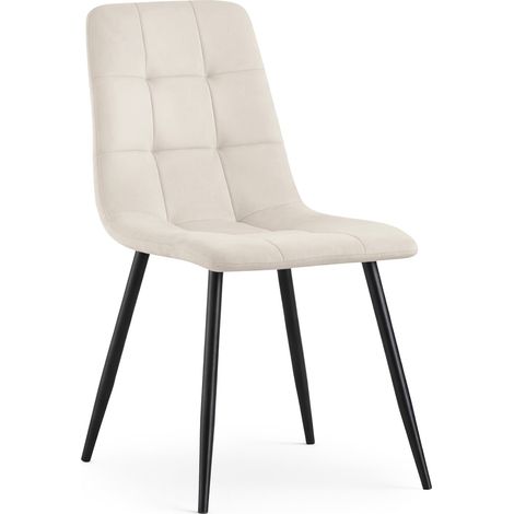 Silla de terciopelo acolchado NERO Beige patas negras (1/5)