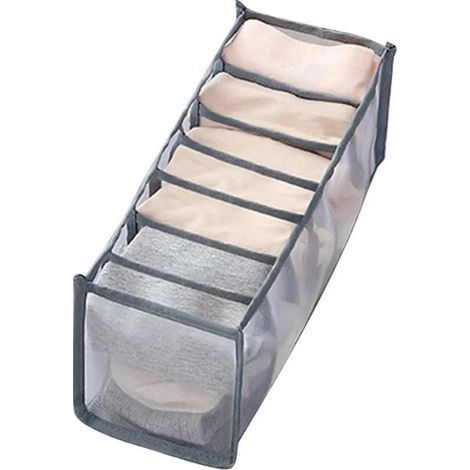 Organisateur de placard pour dortoir, boîte de rangement pour sous-vêtements et chaussettes, 7 compartiments, organisateur de soutien-gorge pliable, organiseur de tiroir (1/5)