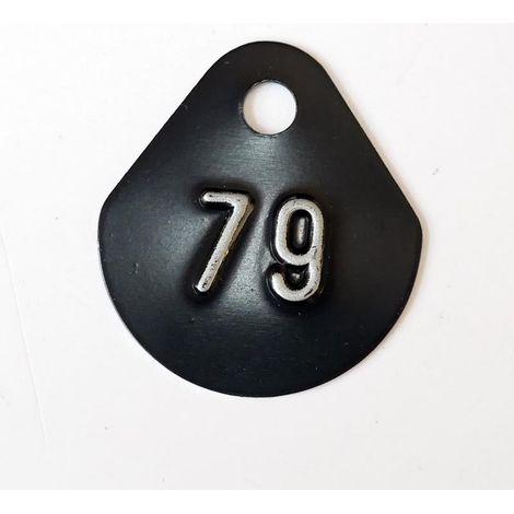Chiffre goutte d'eau fond noir (à l'unité) estampé "79" en relief blanc hauteur d'écriture 11mm DERANCOURT