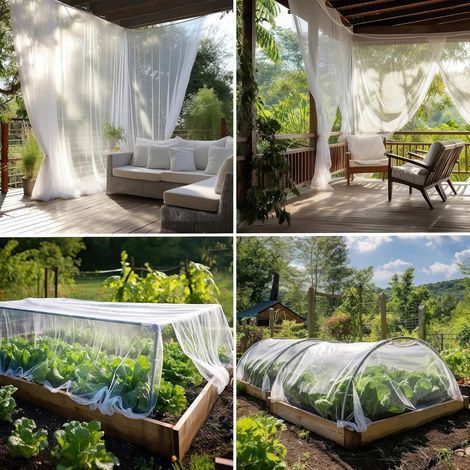 Filet Moustiquaire Blanc 3x3 Mètres pour Jardin, Terrasse et Fenêtres - Protection Anti-Insectes (1/5)