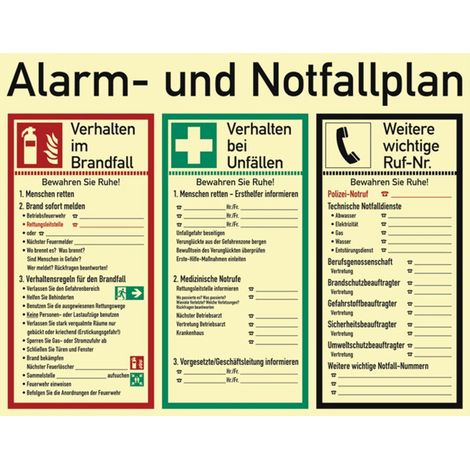 [NEUWERTIG] B-Ware Alarmplan Notfallplan Rettungsplan Alarm Notfallplan Asr A1,3 Kunststoff 62x48cm