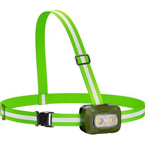 Lampe de Sécurité Réfléchissante A39 Verte 1500mAh, Bandoulière LED Clignotante pour Course à Pied, Cyclisme et Randonnée Nocturne, Accessoire de Visibilité Haute Intensité (1/4)