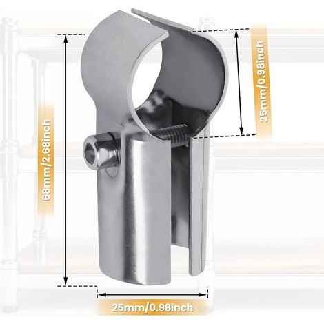 Connecteur de Tube En Acier Inoxydable, Raccord de Tuyau Joint de Serrage pour Tuyau Rond Diamètre de 25mm, Abris de Fleurs, Main Courante, Garde-Corps, 2 voies (1/5)