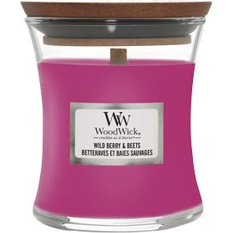 WOODWICK CANDELA CLESSIDRA PICCOLA MINI JAR WILD BERRY & BEETS PROFUMAZIONE CASA INTERNI