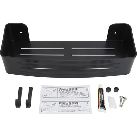 Étagère murale de salle de bain, grande capacité, gain de place, étagère flottante en aluminium noir pour salle de douche (1/5)