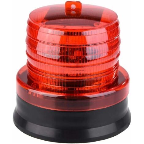 Voyant D'alarme Clignotant Solaire d'urgence de Secours Gyrophare LED Magnetique Balise de Signalisation Avertissement De Sécurité Voiture Barrage Routier Lampe de Poche (Red)