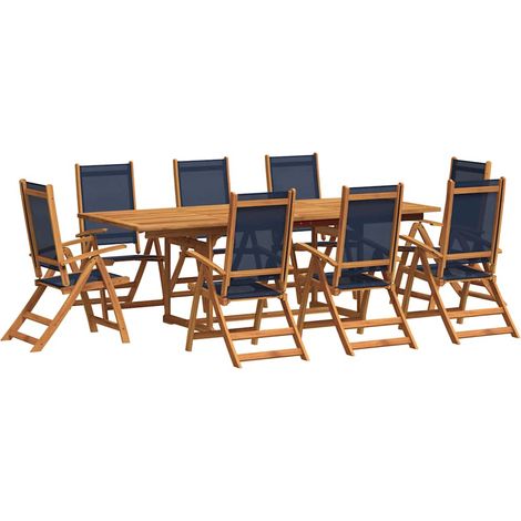 Ensemble à manger de jardin 9pcs Mobilier de jardin bois d'acacia solide textilène (1/5)