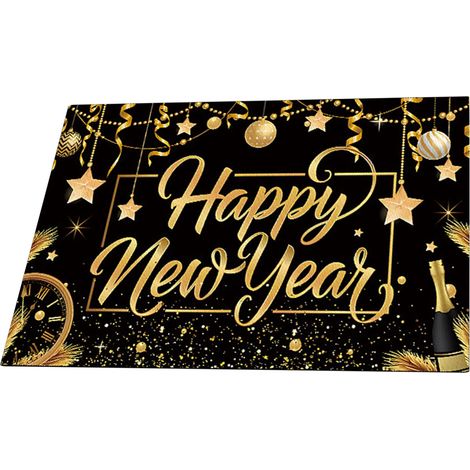 Bonheur du Nouvel An - Décorations de table en or pour une fête élégante avec sets de table décoratifs