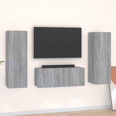 Ensemble de meubles TV 3 pcs-Banc TV-Meuble Télé Sonoma gris Bois d'ingénierie 420102 (1/5)