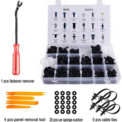 Coffret de 415 pièces adapté aux boucles de pare-chocs et panneaux intérieurs de porte Ford (1/4)