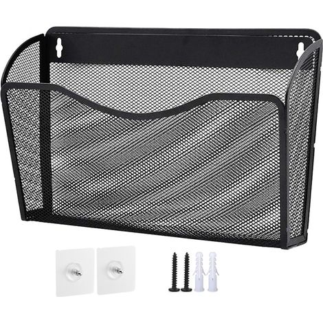 Vertikaler Wandorganizer für A4-/Letter-Dokumente, einzelnes Netzfach, hängender Dokumentenhalter für Büro, Zuhause, Schule, weiß