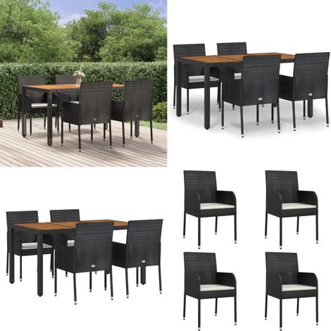 5-tlg. Garten-Essgruppe mit Kissen Schwarz Poly Rattan - Garten Essgruppe - Garten Essgruppen - Home & Living (1/5)