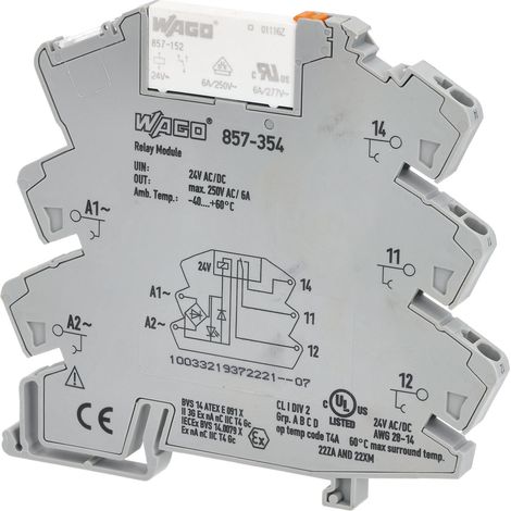 Wago 857-354 24VAC DIN Rail Mount Interface Relay (1/4)