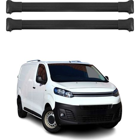 OMAC Barres de toit en aluminium pour Citroën Jumpy 2016-2026 – TÜV / DIN 75302:2019 – Charge max 75 kg – 2 barres Noir (1/4)