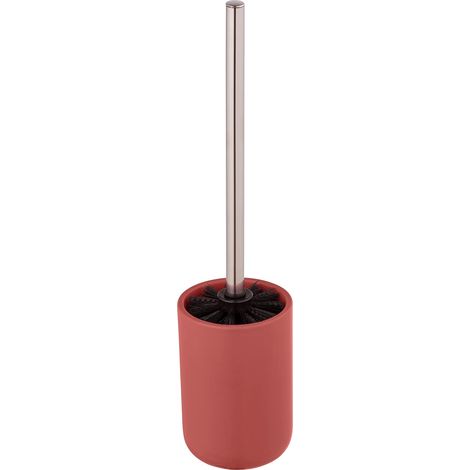 Ensemble WC Olinda, porte-brosse WC de forme conique, Porte-brosse avec fini mat, fabriqué en céramique, avec brosse WC noire, dimensions (L/l x h) : Ø 9,5 x 40 cm, rouge (1/2)