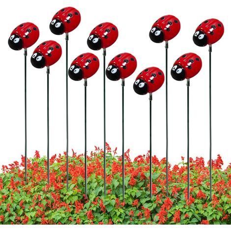Deko Marienkäfer 10 Stück Gartenstecker Pflanzenstecher