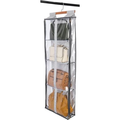 Organisateur de rangement suspendu transparent pour sacs à main avec fermetures éclair,pour jouets,pelotes de laine, chapeaux,etc. (1/5)