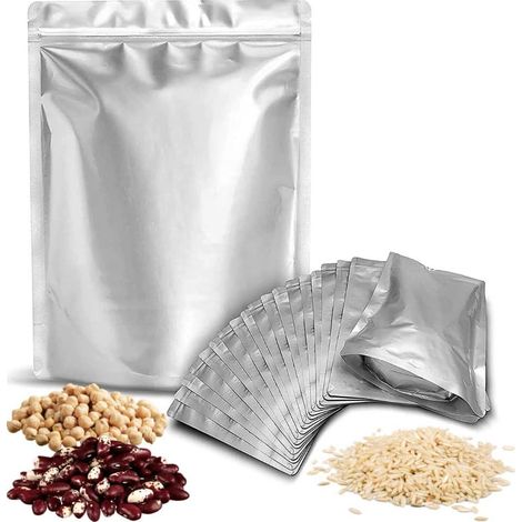 55 sacs Mylar x 7" x 10" pour la conservation des aliments, sacs sous vide Mylar pour céréales, légumineuses, aliments, grains de café et thé, petits sacs Mylar pour la conservation des aliments à lon (1/5)