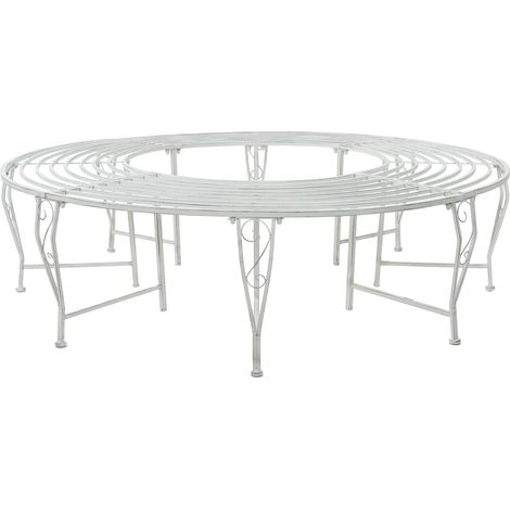 Baumbank 8-Sitzanzahl Ø 160 x 44 cm Stahl Antik Weiß Rund vidaXL