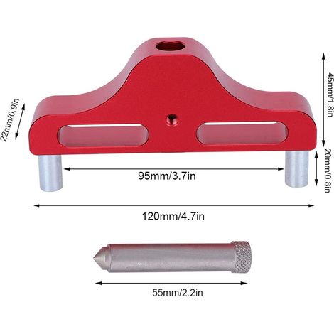 Accesorios para trabajar la madera, calibre de marcado de aleación de aluminio, herramienta para marcar la línea central, buscador de centro para regla de alineación de carpintero (1/5)