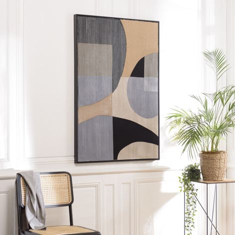 Macabane – Tableau décoratif abstrait 83x123cm – Cadre noir en polyrésine – Polyester/MDF – Design moderne pour ambiance contemporaine (1/5)