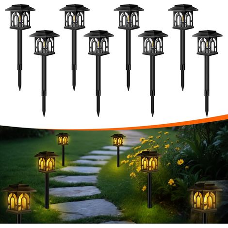 Lot de 8 Lampes Solaire Exterieur Jardin, IP65 Étanche, Lumière Solaire Automatique Rechargeable, Decoration Jardin pour Exterieur Balcon, Terrasse, Pot à Fleurs, Chemin, Pelouse(Blanc Chaud) (1/5)