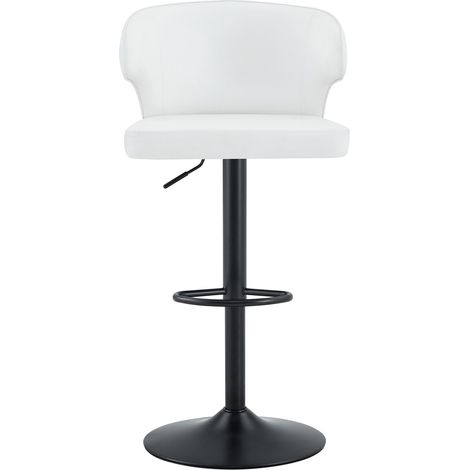 2er-Set höhenverstellbare Barhocker mit Rückenlehne, 360° drehbar, PU Weiß, Metallfuß (1/5)