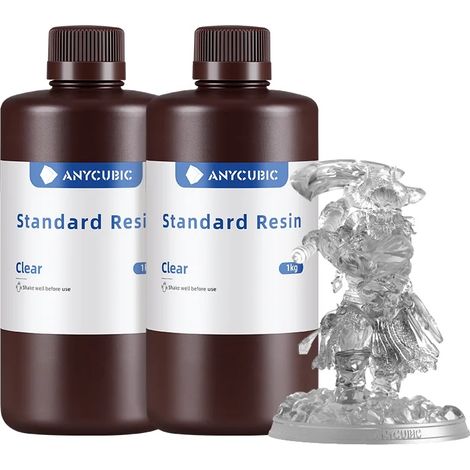 Résine d'impression 3D, longueur d'onde de durcissement de 405 nm, compatibilité LCD, 2KG Clair (1/2)