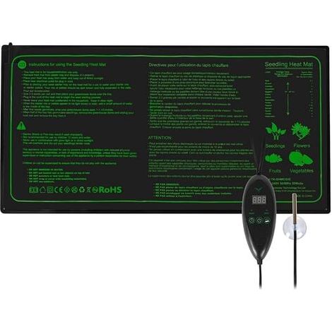 Esterilla calefactora para plantas con termostato ajustable, impermeable, para invernadero, para acelerar la germinación de semillas y reptiles, 50,8 x 25,4 cm (1/4)