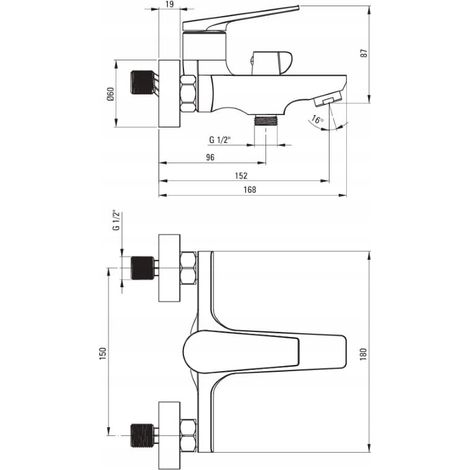 Deante Robinet de Baignoire Murale - Chromé - Durable - Design Moderne et Classique (1/2)