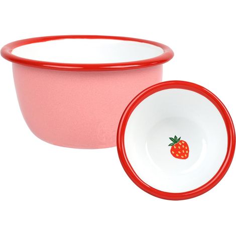 Bol en Émail Rose Artisanal 10 cm – Bol à Snacks pour Fraises Chips Sauces Dips Fruits Pique-nique BBQ Léger Compatible Lave-vaisselle (1/5)