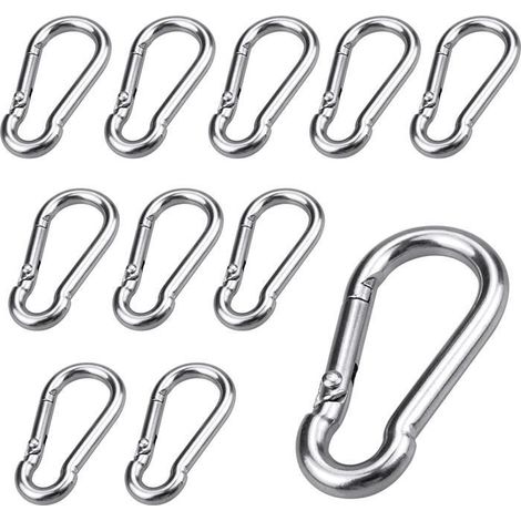 10 Pièce Petit mousqueton 40 x4 mm Mousqueton Inox Pour Sac à Dos, Porte-Clés, Chaînes,Accessoires de Bricolage[395] (1/4)