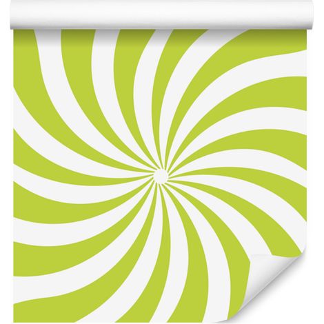 Papier peint hippie vert citron et blanc pour salon et chambre 50x1000 cm (1/5)