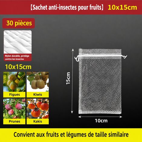 Sachets filet blancs anti-insectes pour figues 10 x 15 cm, lot de 30 10x15cm-30 25 × 32 × 5 cm 900 g – Livraison gratuite