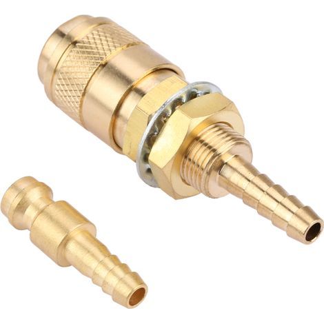 M6 Schnellkupplung für Gas und Wasser, kompatibel mit MIG- und WIG-Schweißbrennern (gold). (1/5)